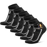YESWEL Sportsocken herren 43-46 kurz Laufsocken mit Polsterung, Atmungsaktive Running Socken für Laufen,Sport (Schwarz,6 Paar)